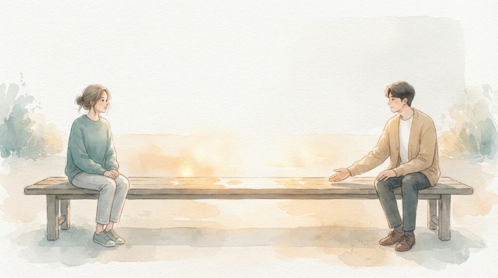 Two people with space between them, showing how childhood bullying affects adult relationships.